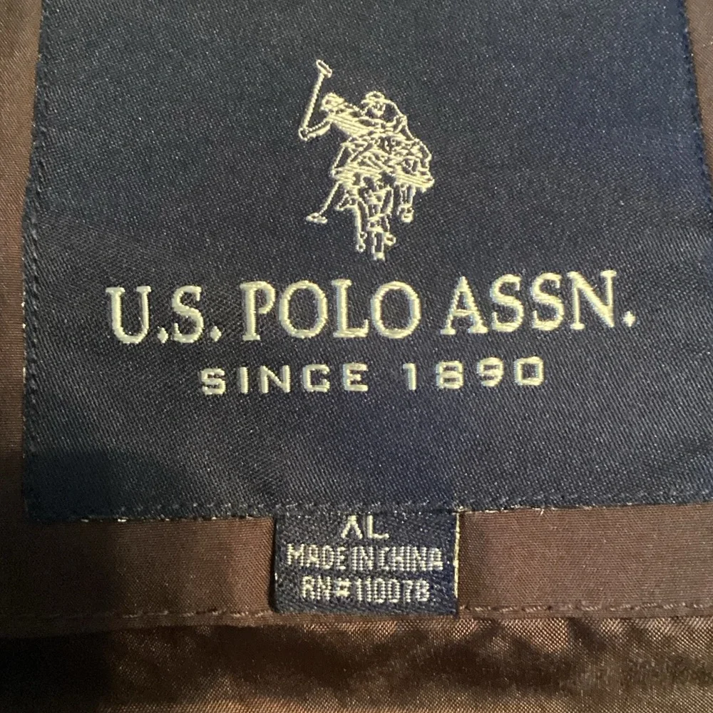 U.S. Polo Assn. Brown Quilted Puffer Jacket with Embroidered Logo